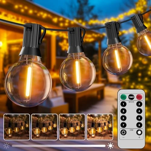 Offerta a tempo: Hoteril Catena Luci da Esterno Giardino-30M, G40 Catena Luminosa Esterno: 42+2 Lampadine, Temperatura Colore 2200K, Alimentazione a Spina, Ideale per Pergolato da Giardini, Gazebo, Balcone, Campeggio - 22% da 45.99 € a 35.99 €