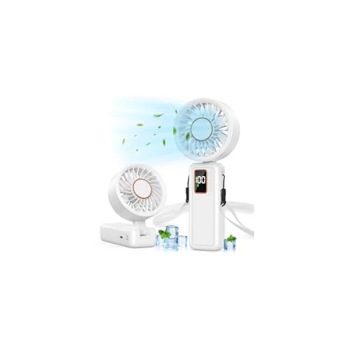 Zeitlich begrenztes Angebot: Handventilator, 6000mAh Handventilator Akku Aufladbar, 5 Stufen USB Ventilator Leise und Starke, 120° Faltbar, LED-Anzeige, 3 in 1 Mini Ventilator Hand/Hals/Tisch für Büro, Zuhause, Reise, Outdoor von 18.99 € auf 15.99 € (16% 