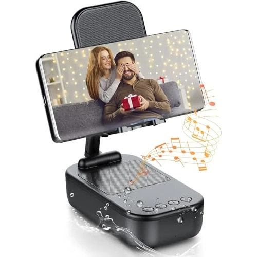 Offerta a tempo: Cassa Bluetooth Potente, Speaker Bluetooth 5.3 Portatile, Supporto Telefono con Altoparlante Wireless,IP7 Impermeabile Altoparlante, Antiscivolo e Audio Surround HD, Regolabile per Phone/Pad - 55% da 79.99 € a 35.99 €