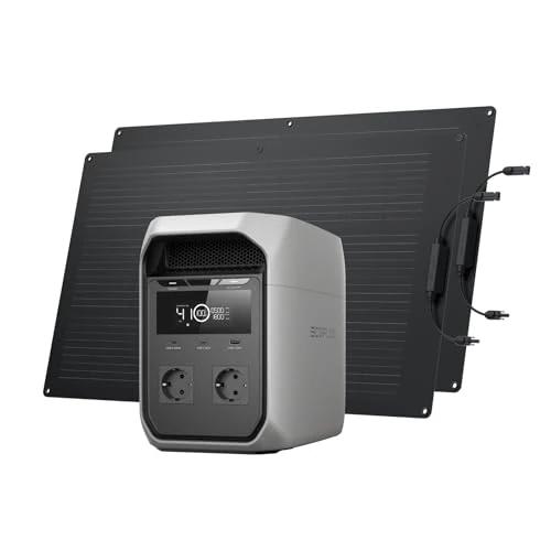 EF ECOFLOW DELTA 3 Classic Portable Power Station with 2*100W Flexible Solar Panels, 1024Wh LiFePO4 Battery, 1800W AC Output (3600W Surge), 100W USB-C, 1-Hour Fast Charge, Solar Generator for Camping