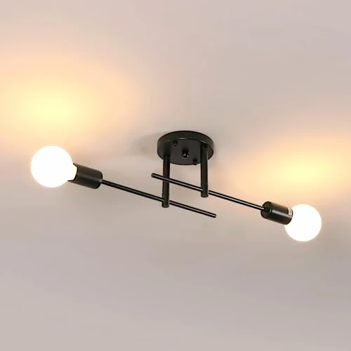 Oferta limitada: DELIPOP Lamparas de Techo Vintage, 2 Luces E27 Negro Plafon de Tech de 28.98 € a 24.84 € (ahorro 14%)