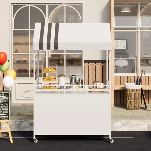 Oferta limitada: Carrito de Venta portátil con toldo, carritos de Comida móviles con Ruedas con Bloqueo, Soporte de exhibición Callejero de 215 cm de Altura, Resistente, para Eventos en Interiores y Exteriores. de 349.00 € a 349.00 € (ahorro 0.00%)