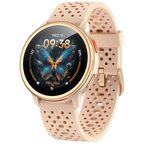 Offre limitée : Montre Connectée Femme Ronde 1.27'' Smartwatch Homme 2 Bracelet 120+ Modes Sport 250+ Cadran Etanche 3ATM Fréquence Cardiaque/SpO2/Sommeil Podomètre Fitnes Watch pour Android Samsung iPhone Rosa de 99.99 € à 99.99 € (0.00% de remise)