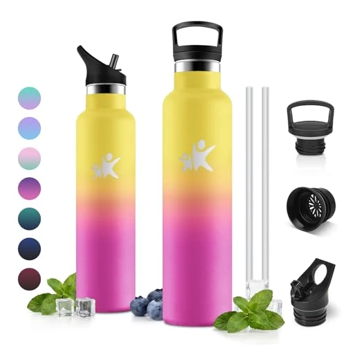 Offerta a tempo: Borraccia Termica con Cannuccia 1L, Borraccia Termica, Bottiglia Acqua senza BPA, Borracce Acciaio Inox, con Doppio Strato Isolante, a Prova di Perdite, per Escursionismo, Sport All'Aria Aperta - 0.00% da 15.99 € a 15.99 €