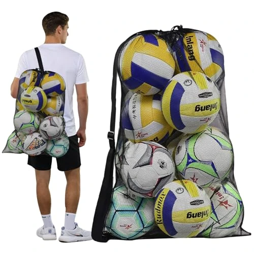 Offre limitée : XULIDEONG Sac de Ballon en Filet, Sac de Rangement pour Ballons, Sac à Ballons en Maille, Extra Large, avec Cordon de Serrage et Bandoulière, pour Basketball, Rugby, Football et Volleyball (C) de 11.99 € à 10.99 € (8% de remise)