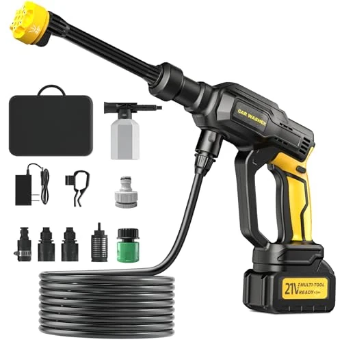 Tijdelijke aanbieding: Shiptree Draadloze hogedrukreiniger, hogedrukreiniger met 3 snelheden, 6-in-1 en 180° draaibaar mondstuk, geel van 89.99 € naar 89.99 € (0.00% korting)