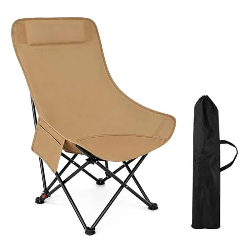 Offerta a tempo: Sedia da campeggio pieghevole con schienale alto, portata fino a 170 kg, stabile telaio triangolare con 2 tasche laterali, sedia pieghevole ultraleggera per campeggio, pesca, escursionismo e tutte le - 0.00% da 9.99 € a 9.99 €