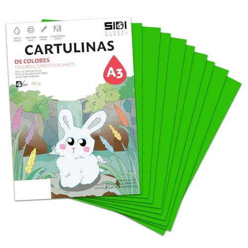 Oferta limitada: Cartulina A3 Verde 185 g Papel Cartulina para Manualidades, Scrapbooking, Impresora Inkjet y Láser, Cartulina Gruesa – SIDI (verde, 125h) de 92.19 € a 92.19 € (ahorro 0.00%)