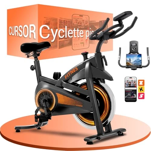 Offerta a tempo: CURSOR FITNESS Cyclette da casa professionale, Cyclette professionale con misurazione della frequenza cardiaca e display LED, Spin bike con app, sedile confortevole, capacità di carico fino a 136 kg - 18% da 169.99 € a 139.98 €
