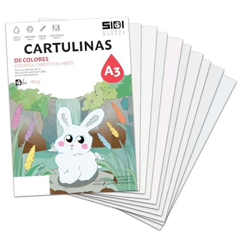 Offerta a tempo: Cartoncino A3 Bianca 185 g Carta cartoncino per lavoretti creativi, Scrapbooking, stampante inkjet e laser, uso scolastico e scuola – SIDI (bianco, 125h) - 0.00% da 46.19 € a 46.19 €