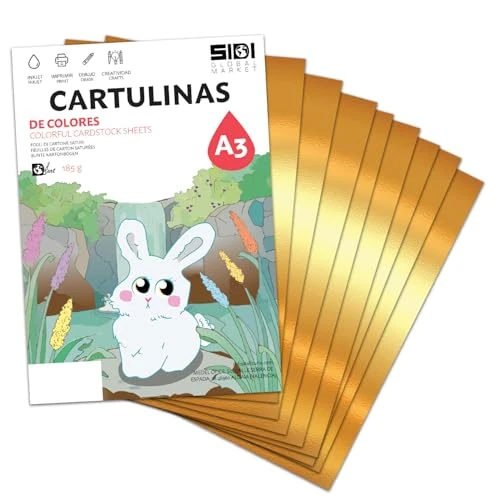 Offerta a tempo: Cartoncino A3 Oro Metallizzato 230 g Cartoncino a brillantezza riflettente per lavoretti creativi, Scrapbooking, stampante inkjet e laser – SIDI (oro metallizzato, 250h) - 0.00% da 148.68 € a 148.68 €