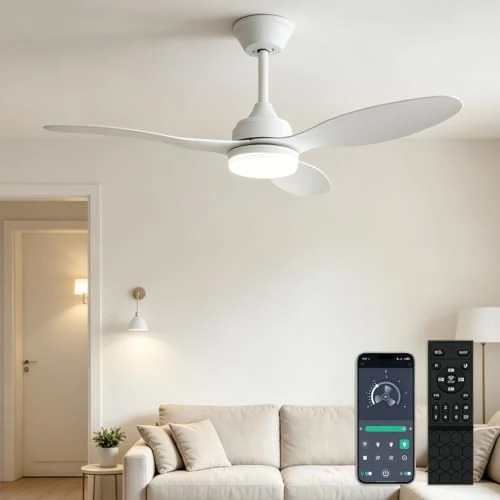 Offerta a tempo: YrgePowk 106CM Ventilatore da Soffitto, Ventilatore da Soffitto con Lampada e Telecomando 6 Velocità Reversibile, Lampada da Soffitto Silenziosa con Ventilatore, LED Fan Plafoniera Dimmerabile, Timer - 0.00% da 80.98 € a 80.98 €