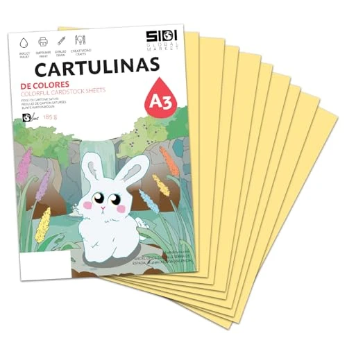 Offre limitée : Carton A3 Crème 185 g Papier cartonné pour travaux manuels, Scrapbooking, imprimante jet d'encre et laser – SIDI (crème, 25h) de 16.00 € à 16.00 € (0.00% de remise)