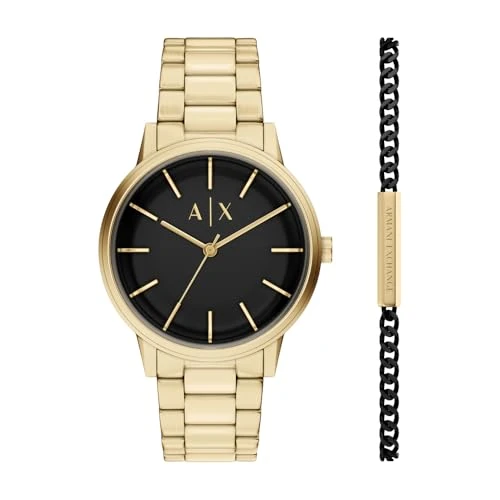 Offerta a tempo: Armani Exchange Orologio da Uomo 42MM in Acciaio Inossidabile Color Oro, AX7178SET - 41% da 219.00 € a 130.00 €