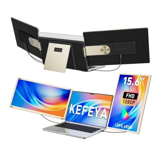 Oferta limitada: KEFEYA Monitor Portatil 15.6”, FHD 1080P Triple Monitor Portátil, Extensor Pantalla Portatil para de 13 a 17,3”, 120% sRGB, rotación de 235°, Pantalla Portatil para Windows/Mac, Plug and Play de 359.99 € a 299.99 € (ahorro 17%)