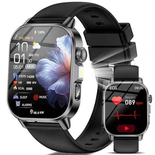 Offerta a tempo: 2026 Nuovo Smartwatch Uomo Donna ECG&Glιϲemι⁠⁢α/Pressione Sanguigna/Sonno/αρnea Notturna/Acido Urico/BMI/Temperatura/Cardiofrequenzimetro,2,0"Orologio con Torcia LED/Funzione Telefono/Pulsante SOS - 44% da 99.99 € a 55.98 €