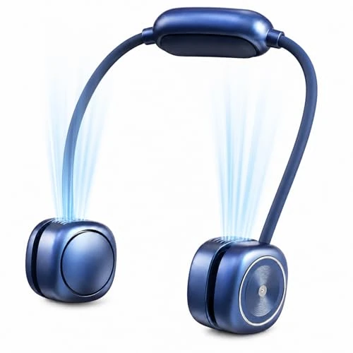 Offerta a tempo: LUCYLANKER Ventilatore da Collo Portatile, Ventilatore Mani Libere Regolabile a 360°, Ventilatore da Collo Pieghevole Senza Pale 3 Velocità, Ventilatore Silenzioso per Viaggio, Ufficio, Campeggio, Blu - 60% da 29.99 € a 11.99 €