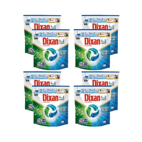 Offerta a tempo: Dixan DISCS 4in1 Classico Detersivo Lavatrice 8 confezioni da (28 Lavaggi), Capsule lavatrice per una pulizia profonda del bucato e freschezza igienica per la lavatrice, Rimuove le macchie da 20°C - 23% da 86.42 € a 66.74 €