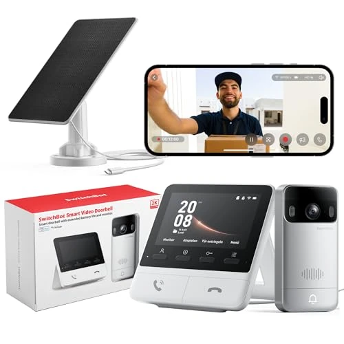 Oferta limitada: SwitchBot Timbre de vídeo con panel solar, timbre de puerta 2K con cámara, cámara inteligente con pantalla a color de 4,3", gran angular de 165°, juego 2 en 1 de 169.99 € a 169.99 € (ahorro 0.00%)