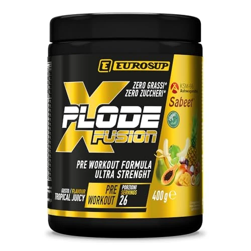 Offerta a tempo: EUROSUP X-PLODE FUSION – Pre-Workout Avanzato | Energia, Forza, Resistenza e Focus | Con Arginina, Citrullina, Beta-Alanina, Caffeina e Ashwagandha | 400 g - Tropical Juicy - 0.00% da 20.64 € a 20.64 €