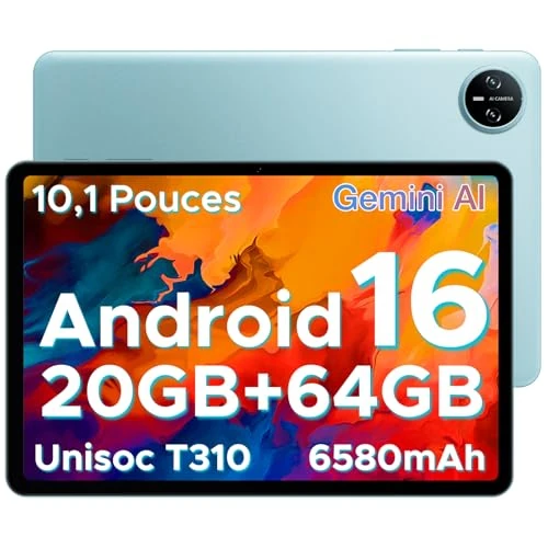 Offerta a tempo: Tab A9 Android 16 Tablet 10 Pollici, 20 GB RAM + 64 GB ROM (TF 2 TB), Gemini AI, 6580 mAh, Unisoc T310, 1280 * 800 IPS, WiFi 5, Doppio Altoparlante, 8MP+5MP, Bluetooth 5.0/Face ID/Jack da 3,5 mm, Blu - 25% da 119.99 € a 89.99 €