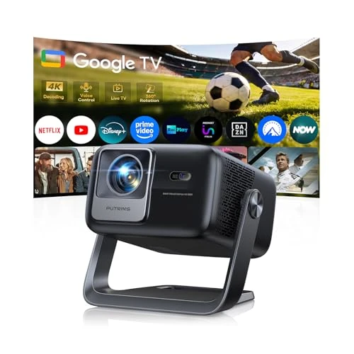Offerta a tempo: Proiettore 4K【Google TV, 1200 ANSI, 360° Rotazione, 30W HiFi】Videoproiettore HDR10 Auto Focus e 6D Keystone, WiFi Bluetooth, Proiettore Portatile Controllo Vocale, Projector Soffitto e Home Cinema - 27% da 369.99 € a 269.99 €
