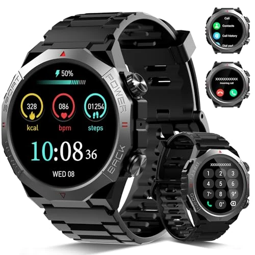 Tijdelijke aanbieding: Smartwatch voor heren, 3,5 cm (1,39 inch) smartwatch met bluetooth-oproepen, 110+ sportmodi, smartwatch, stappenteller, slaapmonitoring/hartslagmeter, waterdicht IP68, activiteitsarmband voor Android van 132.42 € naar 132.42 € (0.00
