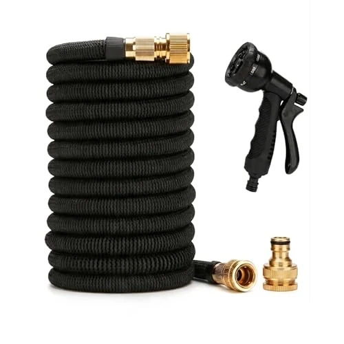 Offerta a tempo: Tubo da Giardino Estensibile Ispessito 15m 50FT Canna Acqua con 8 Funzioni con Pistola Acqua Giardino & Adattatore Universale 1/2" e 3/4 per Prato, Giardino - 40% da 36.99 € a 22.05 €