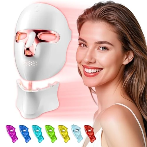 Offerta a tempo: Tinkoola Maschera LED Viso e Collo, 7 Modalità, Ricaricabile USB-C (Rosa) - 41% da 149.99 € a 89.16 €