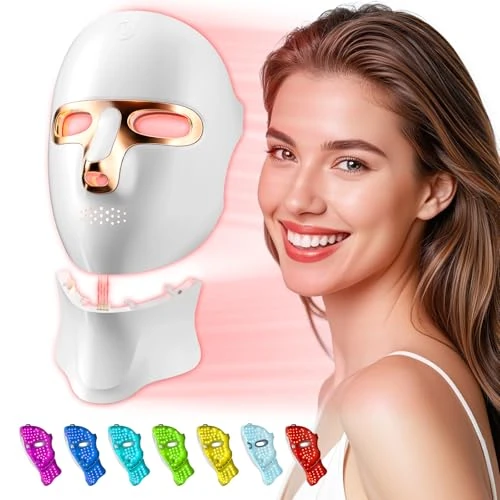 Offerta a tempo: Tinkoola Maschera LED Viso e Collo, 7 Modalità, Ricaricabile USB-C (Oro) - 41% da 149.99 € a 89.16 €