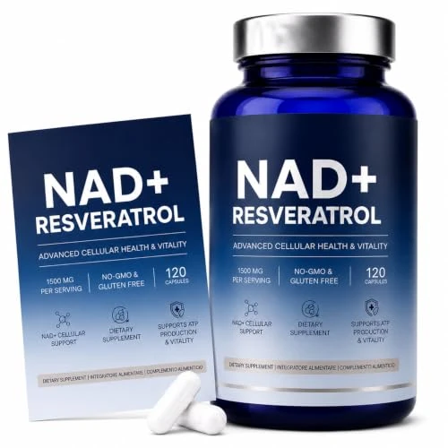 Offerta a tempo: Integratore Premium NAD+ & Resveratrolo 1500mg, 120 Capsule - 42% da 29.00 € a 16.87 €