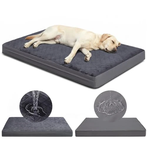 Offerta a tempo: Favodormir Cuccia Cane Interno Taglia Grande-104x68x8cm, Impermeabile Cuscino Cani, in Similpelle Un Lato, Bifacciale Cuccia Per Cani,Impermeabile Fodera Con, Sfoderabile e Lavabile, Grigio - 10% da 39.99 € a 35.99 €