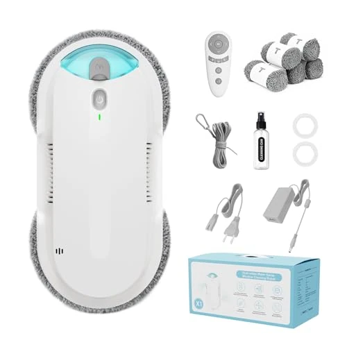 Offerta a tempo: HIXZAP Robot Lavavetri,doppia elica4800-6400pa Robot Lavavetri Automatico con Doppio Getto D'acqua,3 Modalità di Pulizia,Rilevamento Intelligente dei Bordi,Telecomandoe 10 Panni - 0.00% da 159.99 € a 159.99 €