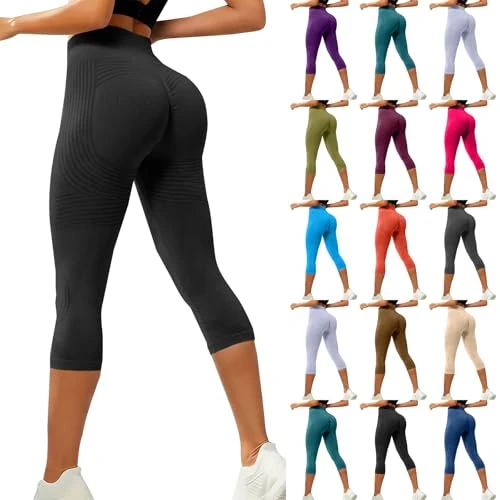 Xinaroue Leggings de verano 3D anticelulitis mujer medias 3/4 deportivos drenantes de compresión graduada Push Up pantalones de gimnasio para yoga, fitness y pilates, Negro #2, M