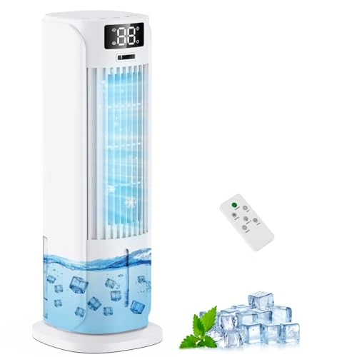 Draagbare airconditioner, 3-in-1, verdampingskoeler, 6 snelheden, 2 modi koude nevel, 800 ml, luchtkoeler, 90° oscillatie, afstandsbediening, timer 1-12 uur, stil voor thuis en op kantoor