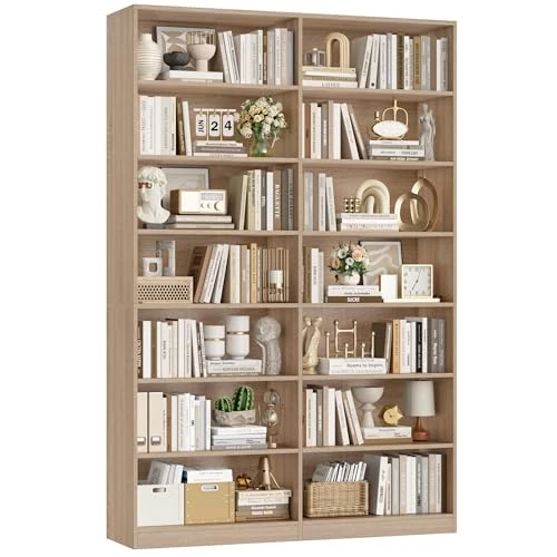 Tijdelijke aanbieding: FirFurd Boekenkast 212 cm hoog boekenkast met 14 vakken eiken van 179.99 € naar 179.99 € (0.00% korting)