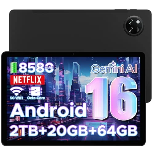 POPUX Tab A9+ Android 16 Tablette 11 Pouces, 20Go + 64Go (TF 2To) Unisoc T7200 8580 mAh Gaming Tablette Android, Wi-FI 5 Tablettes PC, 13 MP/FM/Face ID/Widevine L1/OTG/GPS/Deux Haut-Parleurs