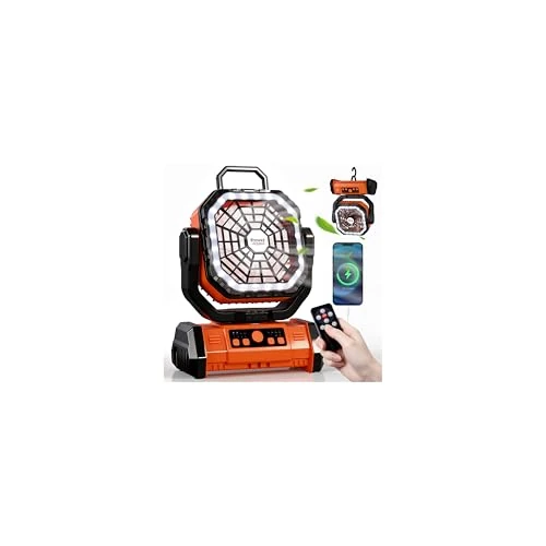 Offre limitée : Kssvzz Ventilateur Camping 30000 mAh avec LED, Ventilateur Portable Rechargeable à 4 Vitesses avec Télécommande et Crochet, Ventilateur de Table USB avec Minuterie, Idéal pour Voyages,Barbecue, Pêche de 49.99 € à 47.49 € (5% de remise)