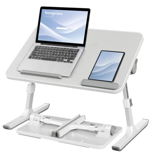 Tijdelijke aanbieding: SONGMICS Laptoptafel, bedtafel met lade, van houtspaanplaat, aluminiumlegering en ABS-kunststof, 52 x 30 x 23 cm, grijs, voor slaapkamer en woonkamer, Island Collection LLD117G101 van 24.79 € naar 24.79 € (0.00% korting)