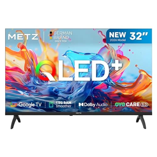 Offerta a tempo: Metz 32 Pollici Smart TV con Google TV Televisore LED, Gen 6 QLED +, HDR 10 Dolby Audio Bluetooth 5,1 EyeCare DVB-T/T2/C/S/S2 CI+ HEVC Main10, 1.5GB RAM Upgrade (32MQH7000Z, 2026 Nuovo Modello) - 0.00% da 149.99 € a 149.99 €