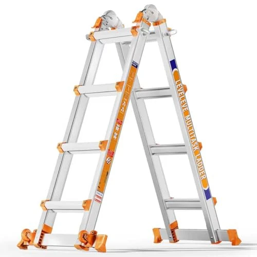 Offre limitée : Échelle multifonction à 4 niveaux : échelle à 4 niveaux et échelle extensible de 14 pieds (4,2 m) avec stabilisateur et roues, portée 150 kg, sans danger pour escaliers, pour intérieur, extérieur et de 159.99 € à 129.99 € (18.75% de remise