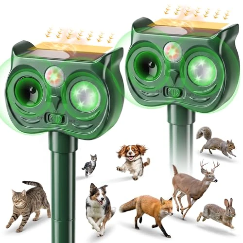 Offerta a tempo: Ciomexiy 2 Pezzi Dissuasore Gatti, 2026 Repellente per Volpi Ultrasonico Solare con 2 Modalità e Luce LED, Dissuasori Cani Giardino IP45 Impermeabile per Gatto Cane Volpe Cervo - 0.00% da 31.99 € a 31.99 €