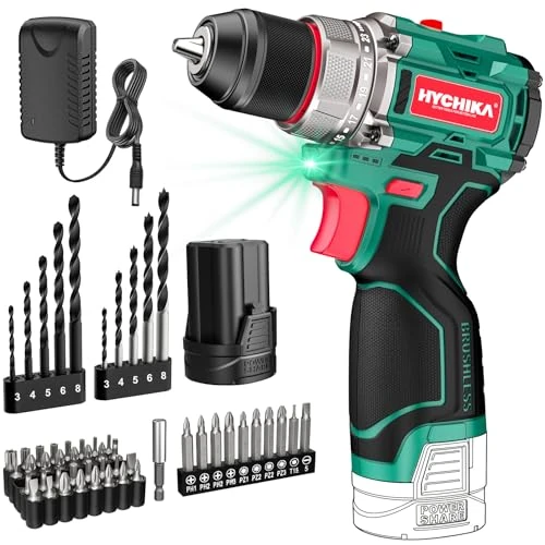 Offre limitée : HYCHIKA Perceuse Visseuse sans Fil, 45Nm Max, 23+1 Niveaux de Couple, 2 Vitesses, 1500mAh, 53 Accessoires, pour Travaux de Bricolage Maison et Jardin de 49.00 € à 31.85 € (35% de remise)