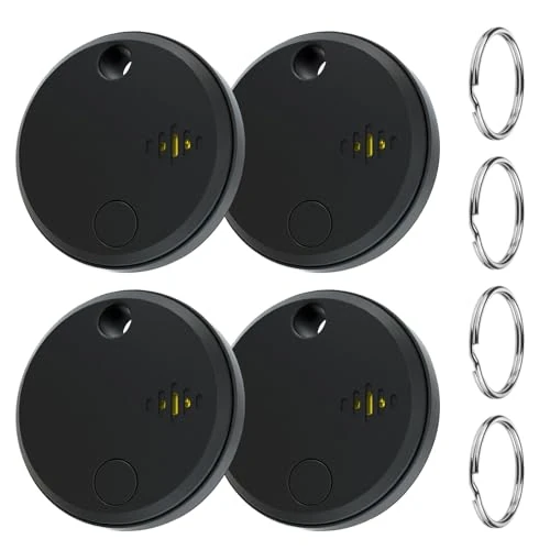 Offerta a tempo: NXPZ Tag Tracker Bluetooth 4 Pezzi Nero, Compatibile con l'App Apple Find My (Solo iOS, Non Compatibile con Android), Tracker con Anello Portachiavi, per Valigie/Portafogli/Chiavi/Borse - 0.00% da 9.99 € a 9.99 €