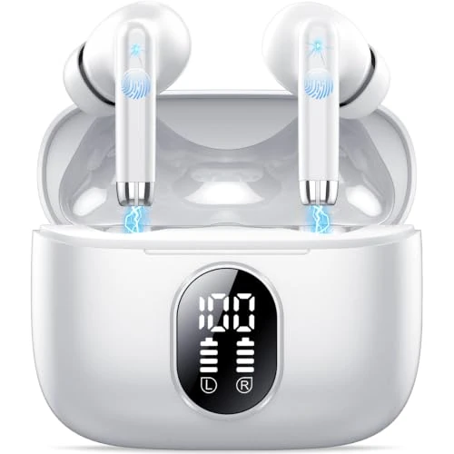 Oferta limitada: QXQ Auriculares Bluetooth, 2026 Nuevo Auriculares Inalambricos Bluetooth 5.4 HiFi Estéreo con 4 ENC Mic, 40H Cascos Inalambricos Bluetooth con Pantalla, Audifonos Inalambricos para Android iOS, Blanco de 89.99 € a 24.99 € (ahorro 72%)