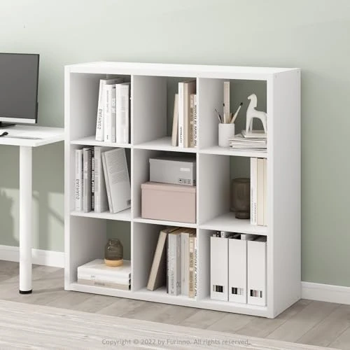 Offerta a tempo: Furinno CUBICLE Libreria a 9 cubi, libreria reversibile con telaio extra spesso e retro aperto, 37,08 x 111,76 x 111,76 cm, per soggiorno, camera da letto, ufficio domestico, Bianco semplice - 0.00% da 178.99 € a 178.99 €