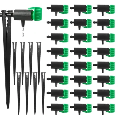 Offerta a tempo: Kalolary - Set da 30 gocciolatori Regolabili per irrigazione con picchetti di Sostegno - 0.00% da 7.99 € a 7.99 €