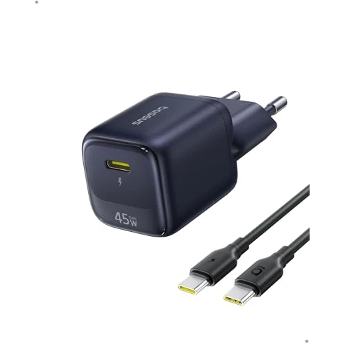 Offerta a tempo: Baseus Enerfill Caricatore USB C 45W GaN con Cavo 1m, Alimentatore Fast Charging PPS PD, Caricabatterie USB C per Samsung Galaxy S25 Ultra/S24, iPhone 17/16/15 Pro Max, iPad, MacBook, Google Pixel - 36% da 27.99 € a 17.99 €