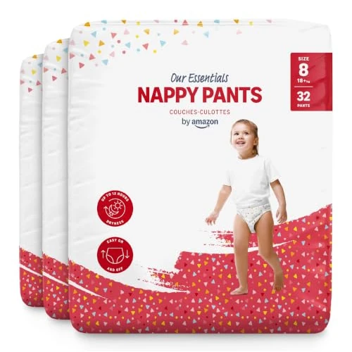 Oferta limitada: by Amazon Pañales braguita - Talla 8 (18+ kg) - 96 unidades (3 paquetes de 32) de 41.56 € a 35.76 € (ahorro 14%)