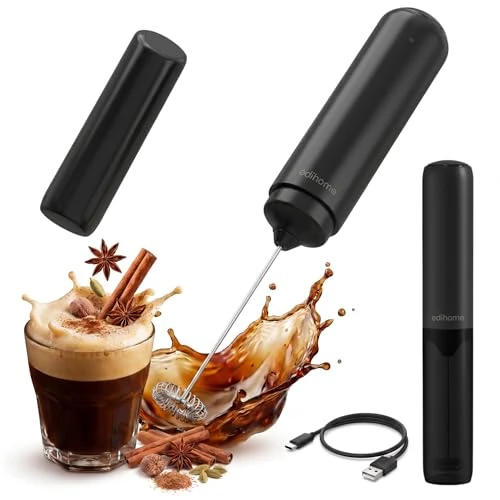 Offre limitée : edihome, Mousseur à Lait Électrique Rechargeable, Mini Fouet Électrique pour Café, Mousseur de Lait pour Cappuccino Latte, Milk Frother Portable Rapide et Silencieux (Batterie Li-ion, Noir) de 9.99 € à 5.99 € (40.04% de remise)